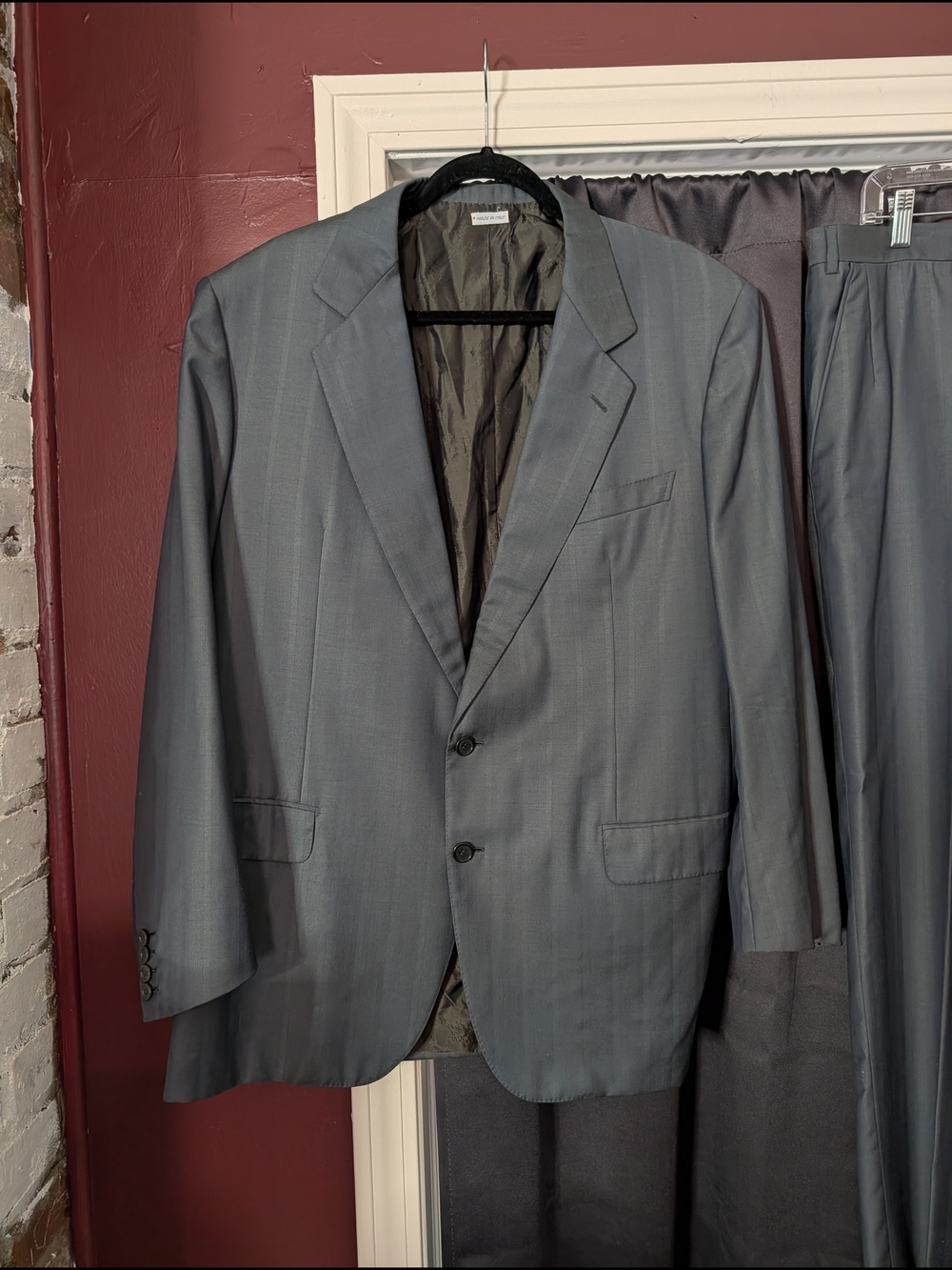 Brioni 2pc Suit Green Herringbone Striped Wool Mens Made In Italy 56 - Picture 2 of 16